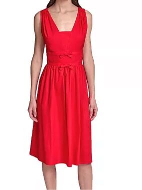 Karl Lagerfeld Paris Double Bow Fit & Flare Midi Dress | Size 8 |